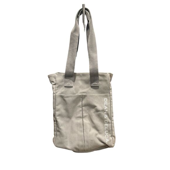 DEAN & DELUCA Tote Bag Grey Canvas 2 Pocket Tote Large Primo - Picture 1 of 9